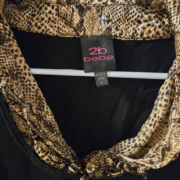 🐆 2B Bebe Snakeskin Layered Top 🖤 - Picture 2 of 3
